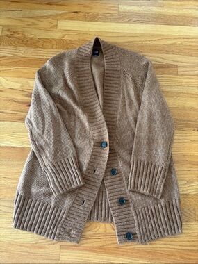 GAP rusty brown colored Ribbed Shawl-Collar Button Cardigan
